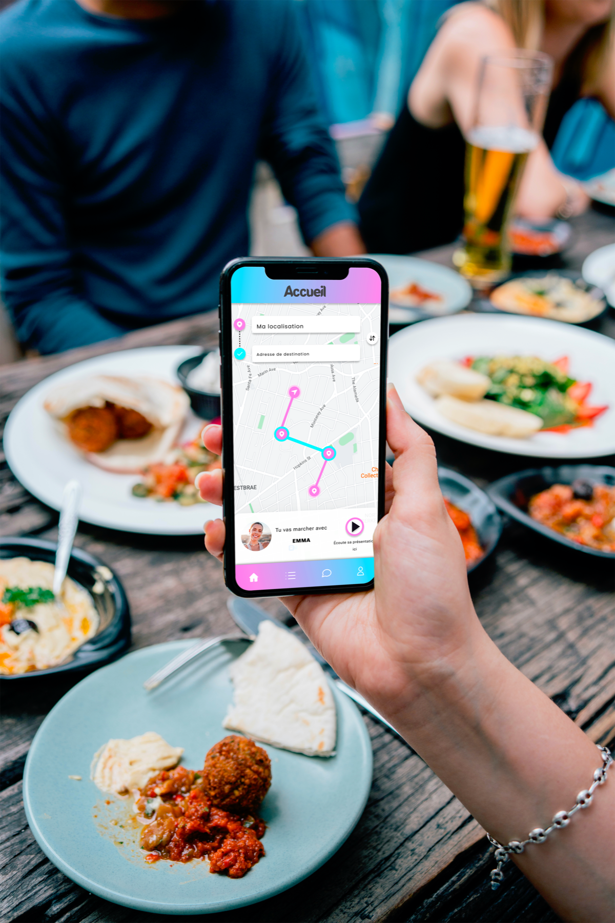 Trajet suggéré dans l'application Charlotte