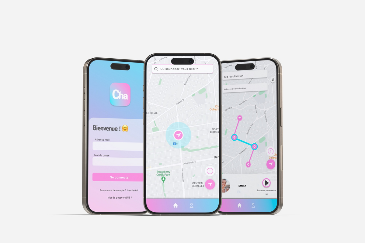 Écrans de l'application Charlotte