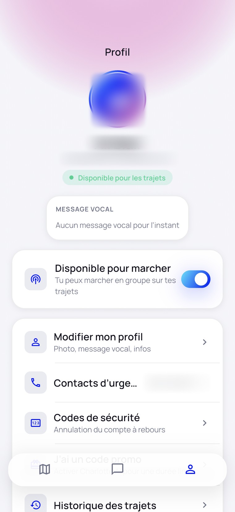 Profil et réglages dans Charlotte